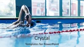  Presentation with swimming pool - PPT layouts having hardship - photo of athlete man swimming background and a light blue colored foreground