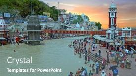  Presentation with india ganges - Beautiful PPT theme featuring hardwar-india-april-24-2017 backdrop and a gray colored foreground