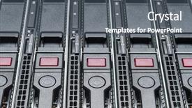  Presentation with power data center - Slide deck featuring hardware in internet data center background and a gray colored foreground