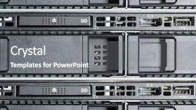  Presentation with hardware - Slide deck featuring hardware in internet data center room background and a gray colored foreground