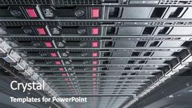  Presentation with data center - PPT theme enhanced with hardware in internet data center background and a gray colored foreground