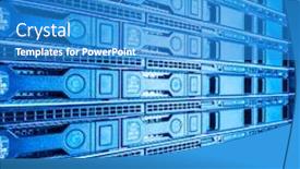  Presentation with hardware - PPT layouts enhanced with hardware-in-internet-data-center background and a teal colored foreground