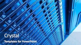  Presentation with data center - Cool new PPT theme with hardware in internet data center backdrop and a ocean colored foreground