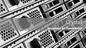  Presentation with hardware - PPT theme with hardware-in-internet-data-center background and a gray colored foreground
