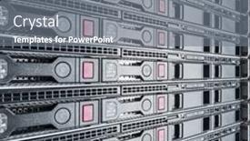  Presentation with hardware - Slide set consisting of hardware-in-internet-data-center background and a gray colored foreground