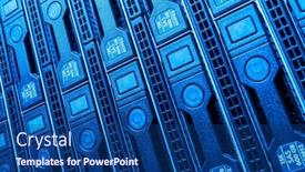  Presentation with data center - Presentation consisting of hardware-in-internet-data-center and a ocean colored foreground