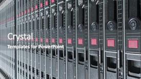  Presentation with power data center - PPT layouts enhanced with hardware in internet data center background and a gray colored foreground