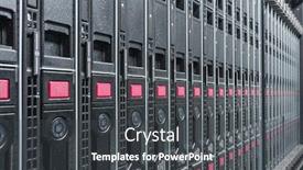  Presentation with data center - Cool new PPT theme with internet data center room backdrop and a dark gray colored foreground