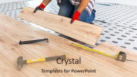  Presentation with wood floor wiht lighting - PPT layouts with hardware interior - handyman installing new laminated wooden background and a  colored foreground