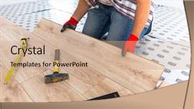  Presentation with handyman - Presentation having hardware interior - handyman installing new laminated wooden background and a  colored foreground