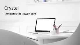  Presentation with workplace - Theme having hardware interior - workplace with laptop in room background and a white colored foreground