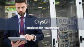  Presentation with using digital tablet - Audience pleasing presentation design consisting of hardware maintenance - technician using digital tablet backdrop and a ocean colored foreground