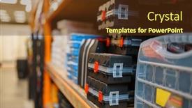  Presentation with hardware - Presentation featuring hardware store assortment shelf with toolboxes background and a tawny brown colored foreground