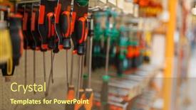  Presentation with hardware komputer - Presentation theme enhanced with hardware store assortment shelf with screwdrivers background and a tawny brown colored foreground