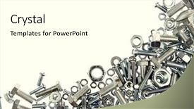  Presentation with hardware - Slide deck consisting of hardware tools - chrome nuts and bolts closeup background and a white colored foreground