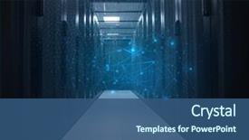  Presentation with server - PPT theme having hardwares in a internet background and a ocean colored foreground