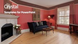  Presentation with living room - PPT layouts having hardwood floor - living room with red walls background and a tawny brown colored foreground