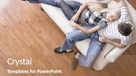  Presentation with lays - Slides consisting of hardwood floor - young woman affectionately lays background and a coral colored foreground