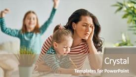  Presentation with working woman - Presentation design consisting of hardwork - beautiful woman working background and a coral colored foreground