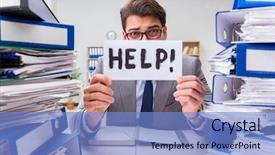  Presentation with busy work - Theme with hardwork - busy businessman asking for help background and a light blue colored foreground