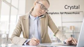  Presentation with paper making - PPT theme featuring hardwork - busy multitasking young lady manager background and a lemonade colored foreground