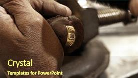  Presentation with gold diamond - Slides having hardworking goldsmith working background and a tawny brown colored foreground