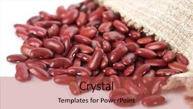  Presentation with sack of coffee beans - Presentation theme with kidney color background - haricot beans falling background and a red colored foreground
