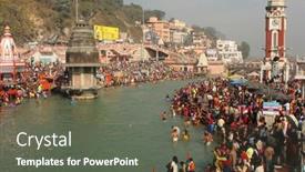  Presentation with makar - Slides enhanced with haridwar-india-january-14-puja background and a gray colored foreground