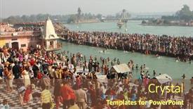  Presentation with makar - Theme enhanced with haridwar-india-january-14-puja background and a tawny brown colored foreground