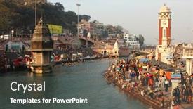  Presentation with makar - Audience pleasing theme consisting of haridwar-india-january-14-puja backdrop and a dark gray colored foreground