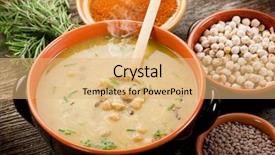  Presentation with recipe - Slide deck featuring harira traditional maghreb recipe background and a coral colored foreground