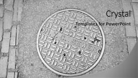  Presentation with harlem - Audience pleasing PPT theme consisting of harlem - new york city manhole cover backdrop and a light gray colored foreground