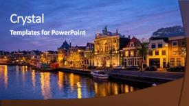  Presentation with harlem - Cool new slide deck with harlem - spaarne river with boats backdrop and a teal colored foreground