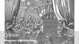  Presentation with curtain - Audience pleasing presentation design consisting of harlequin-bombario-and-a-fool backdrop and a gray colored foreground