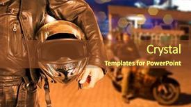  Presentation with city night - Colorful theme enhanced with harley - biker closeup at night city backdrop and a tawny brown colored foreground