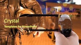  Presentation with night city - Slides consisting of harley - biker closeup at night city background and a tawny brown colored foreground