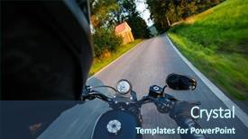  Presentation with motorcycle - Slide deck enhanced with harley - close up of a motorcycle background and a ocean colored foreground