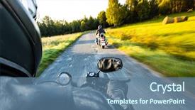  Presentation with motorcycle - Slide deck having harley - close up of a motorcycle background and a ocean colored foreground