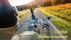  Presentation with motorcycle - Presentation design featuring harley - close up of a motorcycle background and a violet colored foreground