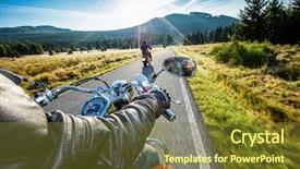  Presentation with motorcycle - Presentation design consisting of harley - close up of a motorcycle background and a tawny brown colored foreground