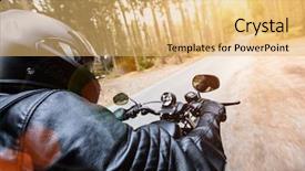  Presentation with motorcycle - Beautiful PPT theme featuring harley - close up of a motorcycle backdrop and a yellow colored foreground