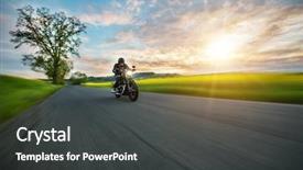  Presentation with electric motor bikes - Cool new presentation theme with harley - dark motor-biker riding high power backdrop and a dark gray colored foreground
