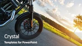  Presentation with beautiful nature - Presentation theme having harley - detail of front wheel background and a ocean colored foreground
