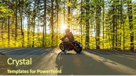  Presentation with motorcycle - Slides enhanced with harley - motorcycle driver driving in forest background and a tawny brown colored foreground