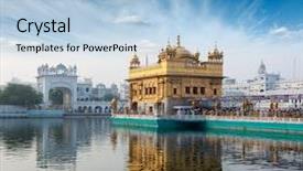  Presentation with india temple - Presentation theme enhanced with harmandir sahib amritsar punjab india background and a light blue colored foreground