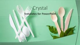  Presentation with eco plastic - Amazing slide deck having harmful-plastic-cutlery-and-eco backdrop and a mint green colored foreground