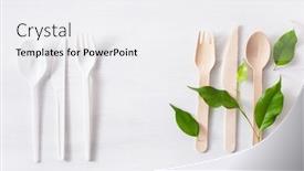  Presentation with eco plastic - Beautiful slide deck featuring harmful-plastic-cutlery-and-eco backdrop and a white colored foreground
