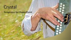 Presentation with accordion - PPT layouts with harmonic - hand play accordion against background background and a yellow colored foreground