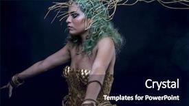  Presentation with green gold - Audience pleasing PPT layouts consisting of harmonic - latin woman with green hair backdrop and a black colored foreground