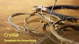  Presentation with strings - Amazing PPT theme having harmonic - old guitar strings on old backdrop and a tawny brown colored foreground